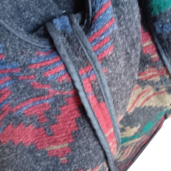 VINTAGE Jacket Womens Large LL Bean Wool Southwest Aztec Navajo Ranch Coat 1990s - Picture 9 of 9